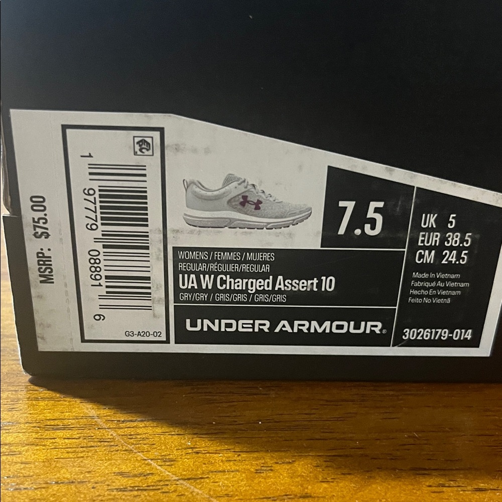 Under Armour W Charged Assert 10 Grey  and Purple Athletic Shoes - Picture 4 of 4